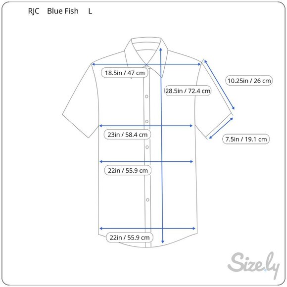 RJC Hawaiian Shirt Mens L Aloha Blue Fish Floral 100% Cotton Made in Hawaii - Picture 10 of 10